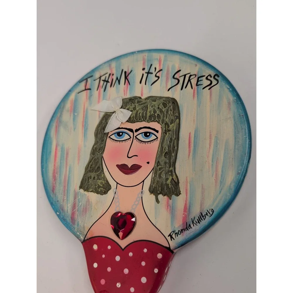 Vintage Cosmetic Mirror Hand-painted Rhonda‎ Kullberg 3D